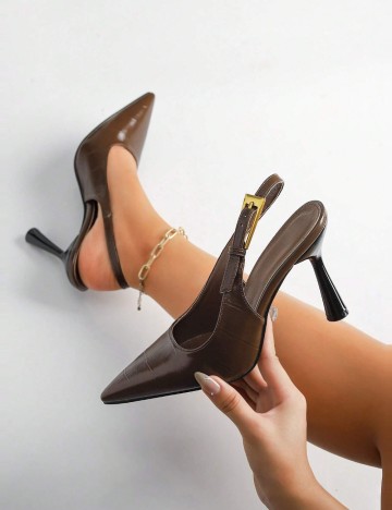 Pantofi cu toc Shein, maro