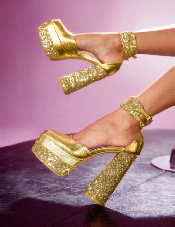 Pantofi cu toc Shein CUCCOO, auriu