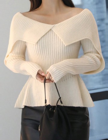 Pulover Shein DAZY, crem