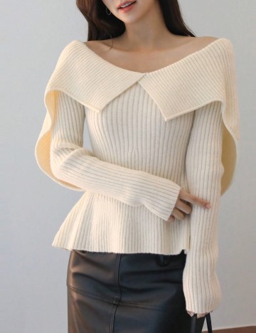 Pulover Shein DAZY, crem