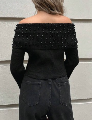 Pulover cu fermoar Shein, negru