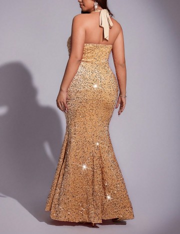 Rochie de ocazie Shein Curve+, auriu