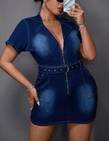 Rochie de blugi Shein Curve+, albastru