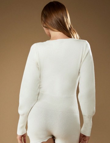 Salopetă scurtă Shein Missguided, crem