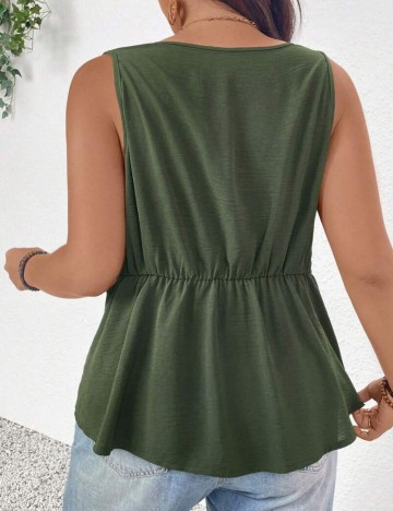 Cămașă cu m&acirc;necă scurtă Shein, kaki