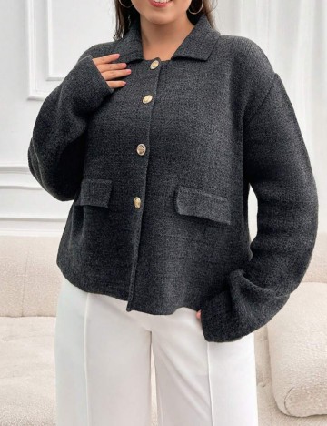 Cardigan Shein Curve+, gri închis