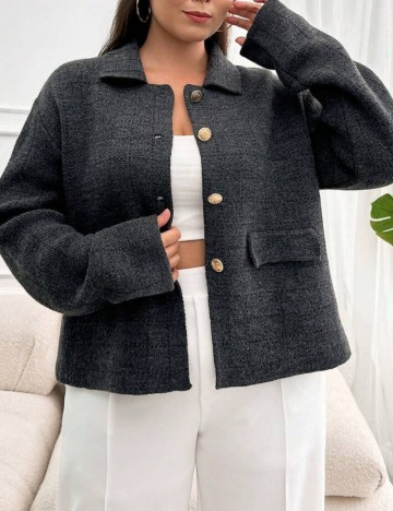 Cardigan Shein Curve+, gri închis