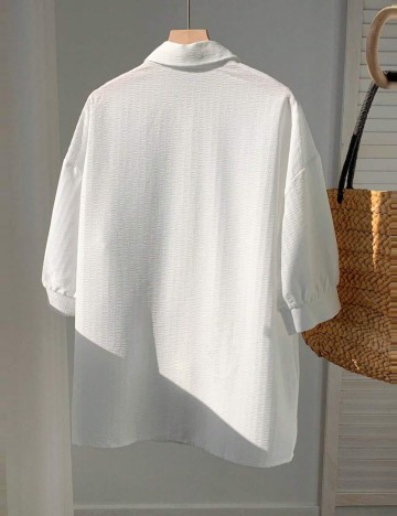 Cămașă cu m&acirc;necă scurtă Shein, alb