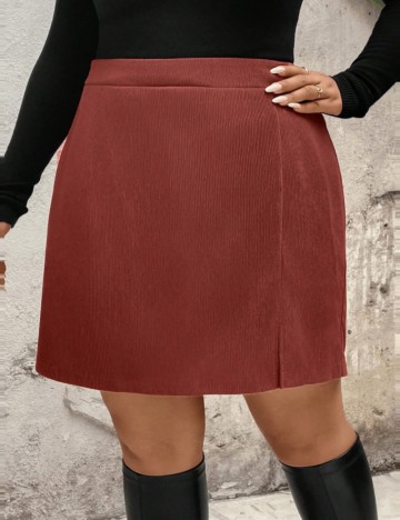 Fustă mini Shein Curve+, cărămiziu