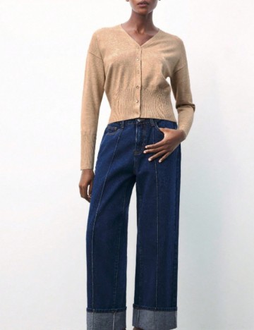 Pulover cu nasturi Shein, bej