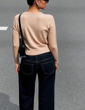 Pulover cu nasturi Shein, bej