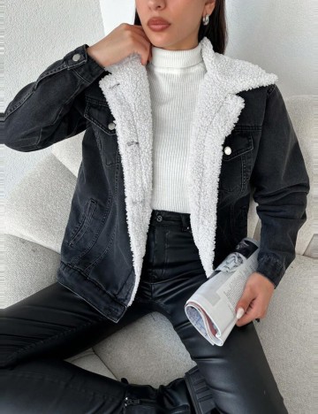 Geacă de blugi Shein H, negru