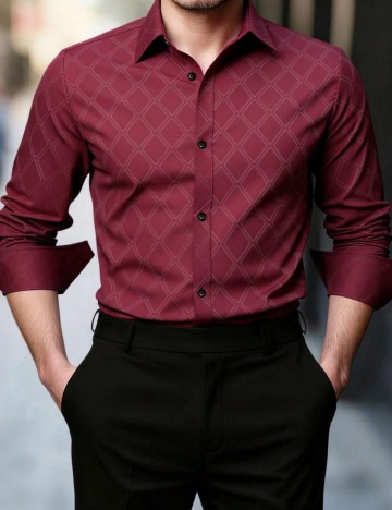 Cămașă Shein MANFINITY, vișiniu