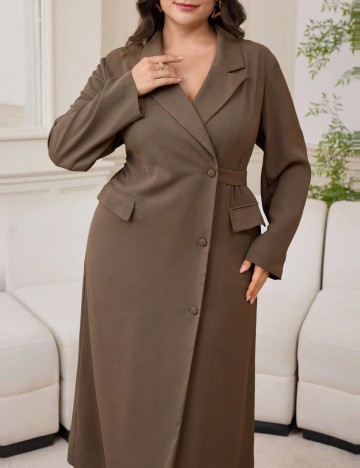 Jachetă lungă Shein Curve+, maro