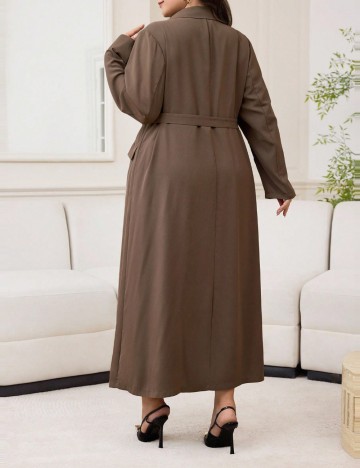 Jachetă lungă Shein Curve+, maro