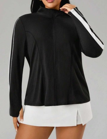 Bluză cu fermoar Shein Curve+, negru
