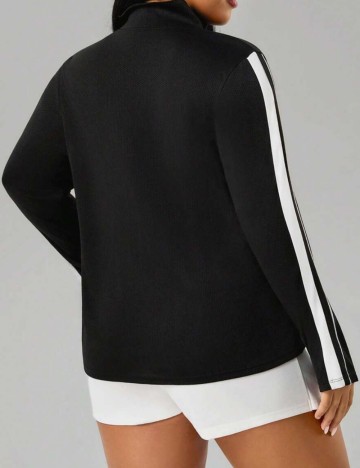 Bluză cu fermoar Shein Curve+, negru