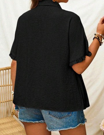 Cămașă casual Shein Curve+, negru