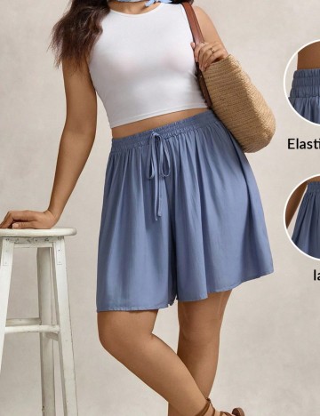 Pantaloni scurți Shein Curve+, albastru