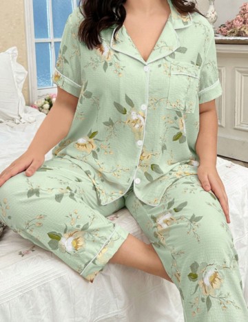 Compleu pijamale Shein Curve+, verde
