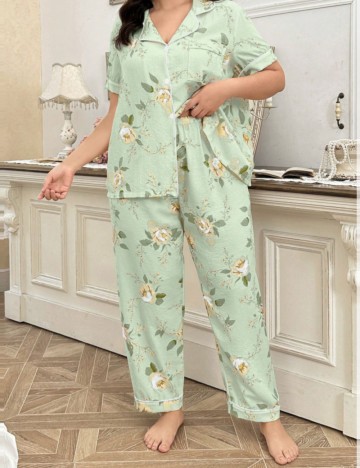 Compleu pijamale Shein Curve+, verde