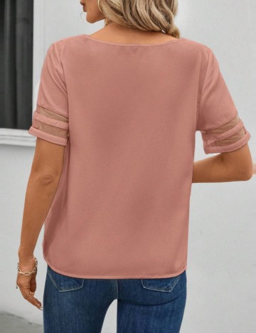 Cămașă cu m&acirc;necă scurtă Shein, roz