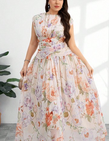 Rochie maxi Shein Curve+, mix culori