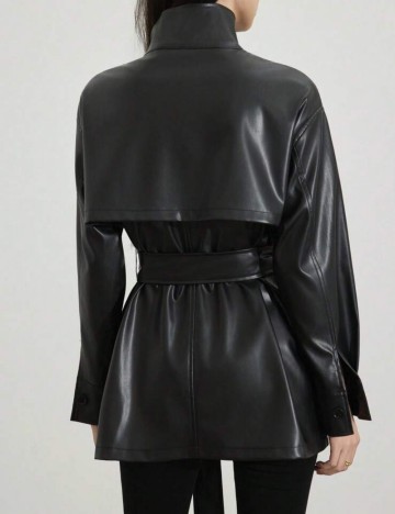 Jachetă imitație de piele Shein, negru