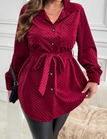 Cămașă Shein Curve+, vișiniu