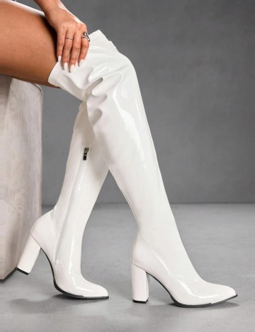Cizme cu toc Shein, alb