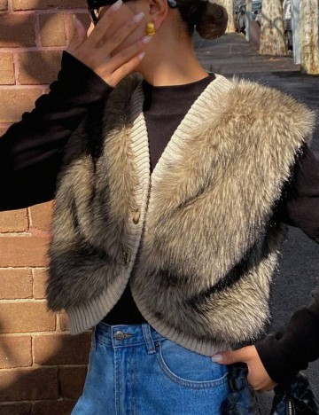 Vestă de blană Shein, bej