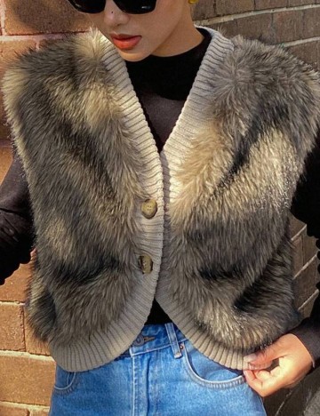 Vestă de blană Shein, bej
