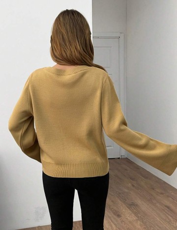 Pulover cu nasturi Shein, maro