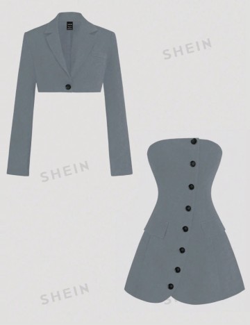 Set rochie și sacou Shein, gri