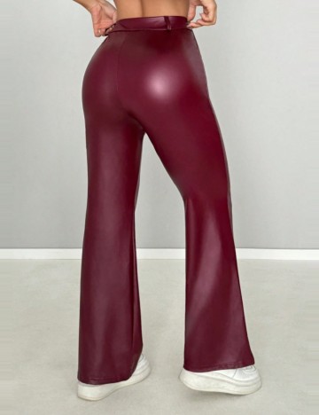 Pantaloni imitație din piele Shein, vișiniu