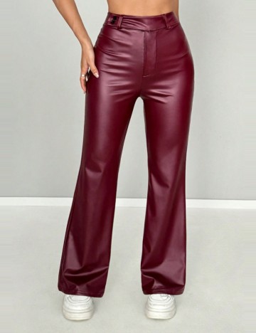 Pantaloni imitație din piele Shein, vișiniu