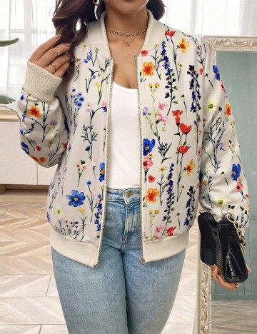 Bluză cu fermoar Shein Curve+, bej