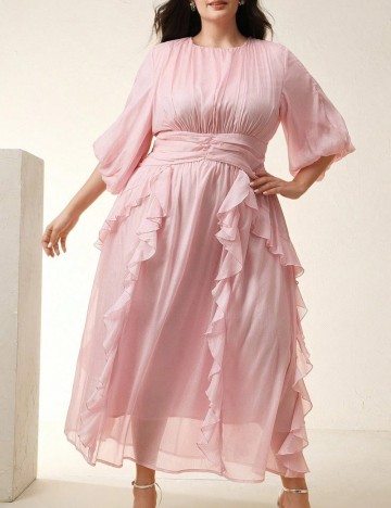 Rochie midi Shein Curve+, roz