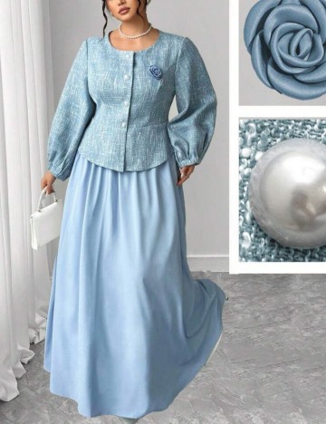 Compleu Shein Curve+, albastru