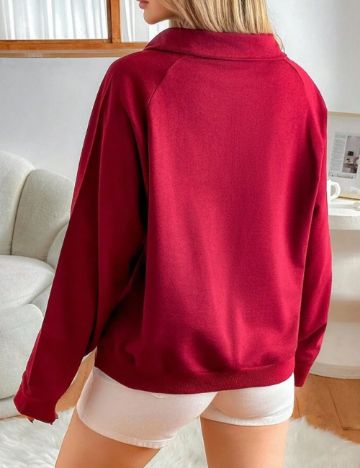 Bluză cu fermoar Shein, vișiniu