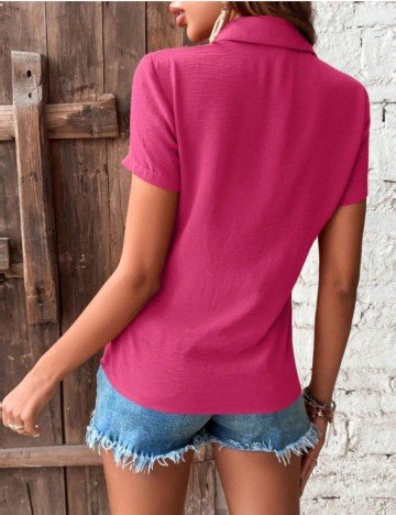 Cămașă cu m&acirc;necă scurtă Shein, roz