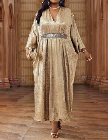 Rochie maxi Shein Curve+, auriu