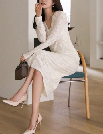 Rochie maxi Shein, crem