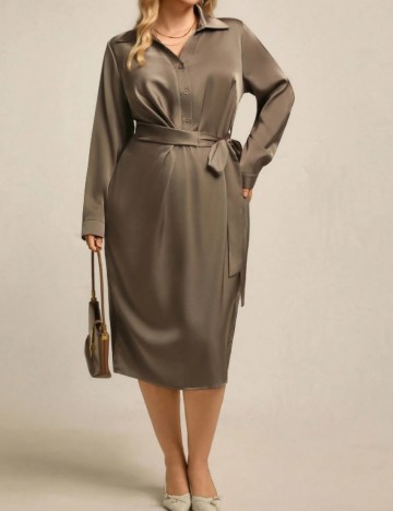 Rochie maxi Shein Curve+, kaki