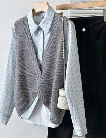 Vestă tricotată Shein, gri