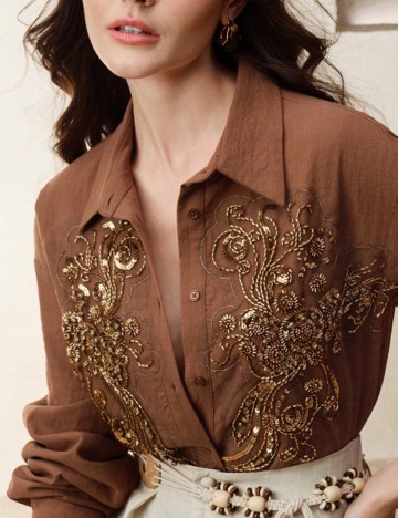 Cămașă Shein Anewsta, maro