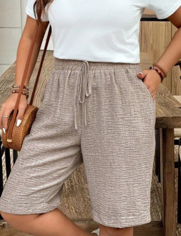 Pantaloni scurți Shein Curve+, crem