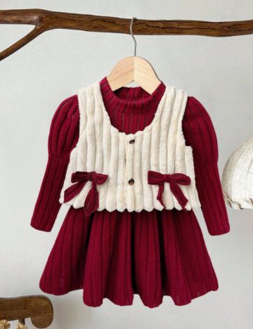 Set rochie și vestă Shein, vișiniu