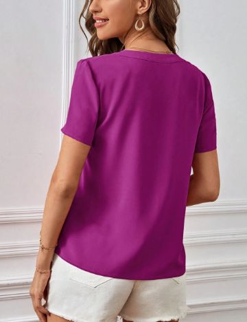 Cămașă cu m&acirc;necă scurtă Shein, mov