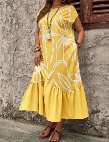 Rochie maxi Shein Curve+, mix culori